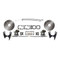 Staggered shock GM 10 and 12 bolt rear disc brake kit DBK1012S with 11 inch rotors, two right side e-brake calipers, brackets, hoses and cables