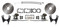 Staggered shock GM 10 and 12 bolt rear disc brake kit DBK1012S with 11 inch rotors, two right side e-brake calipers, brackets, hoses and cables