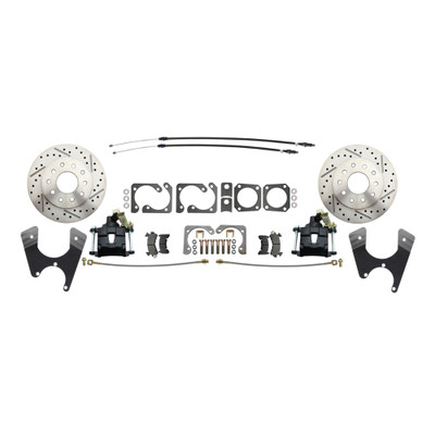 Staggered Shock Rear Disc Brake Kit LX - Black Calipers, Part # DBK1012SLX-B | Black Calipers | Drilled & Slotted | Stainless Hose