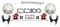 Staggered shock rear disc brake kit DBK1012SLX-R with two red powder coated right side e-brake calipers, 11 inch drilled and slotted rotors, stainless braided hoses and cables