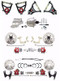 59-64 Impala 4 Wheel Power Disc Brake Kit Tubular Control Arms Red Chrome