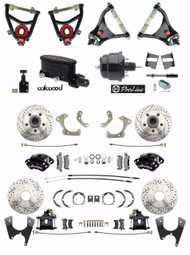 Tri-Five 4 Wheel Black Power Disc Brake & Control Arm Kit w/ Wilwood Components