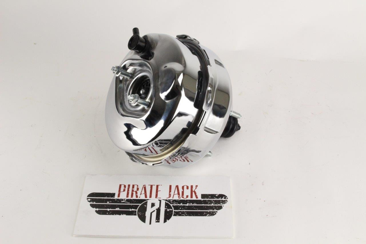 1968-82 Corvette Power Brake Booster, Chrome 9' Dual Diaphragm Booster w/YZ Rod - Pirate Jack