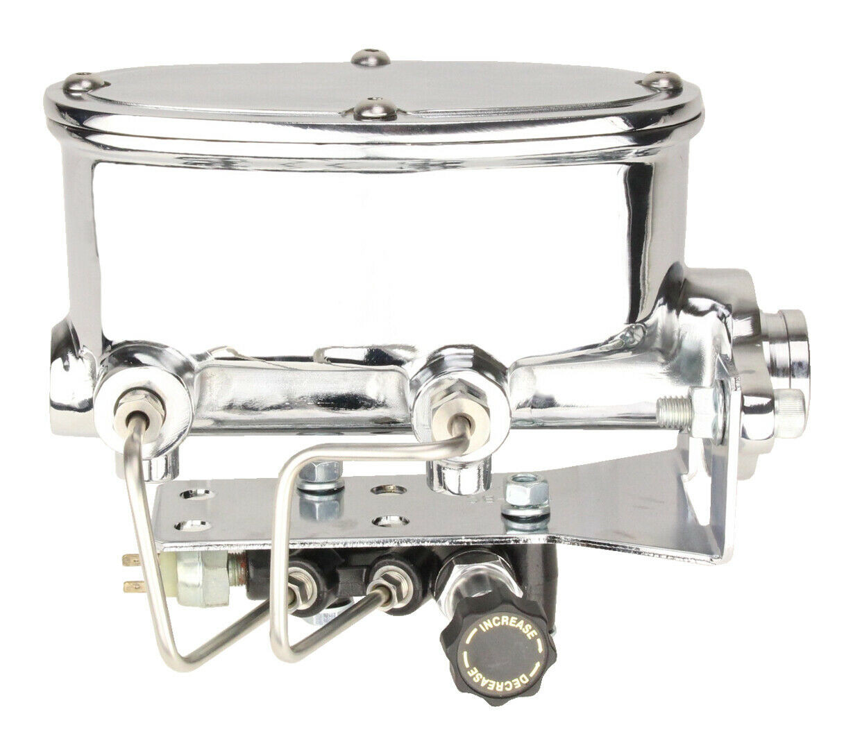 1.125" Bore Chrome Oval Master Cylinder Kit w/ Bottom Mount Adjustable