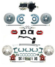 1967-1969 Mustang Front and Rear Disc Brake conversion kit with Red PC Calipers