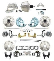 1964-1972 GM A Body Front & Rear Power Disc Brake Conversion Kit Drilled 2" Drop & Slotted Rotors w/ 8" Dual Chrome Booster Kit