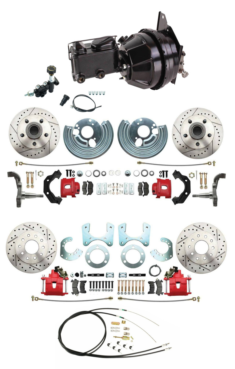 DBK6272834LXR-BCK8536-1 Mopar 1966-1970 B Body O.E.M. Style Front & Rear  Drilled & Slotted Rotor Disc Brake Kit & Booster Conversion & Adjustable  Valve - Pirate Jack