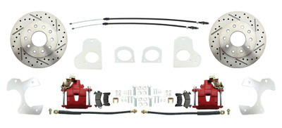1978-88 G Body, S-10, Camaro/Firebird Rear Disc Brake Conversion Kit with powder coated in red calipers
