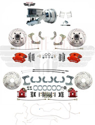 1965-1968 Chevy Impala Bel Air Front Rear Red Wilwood Disc Brake Kit Chrome