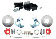 1974-86 Fits Jeep CJ 5 & CJ7 Drilled & Slotted Rotors Red Calipers Black Out