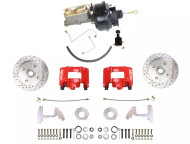 1964-66 Mustang Performance D/S  4-Lug Disc Brake Conversion, Red Powder Coated Calipers,  Power Brake- Auto Trans. Only