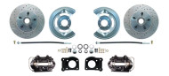 1964-69 Ford Mustang Disc Brake Kit Black Calipers Drilled/ Slotted Rotors