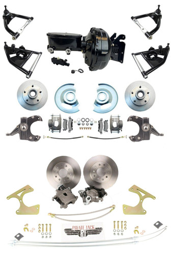 Complete Front & Rear Power Disc Brakes & Tubular Control Arm Set for 1973-87 Chevy Trucks, C10 2wd