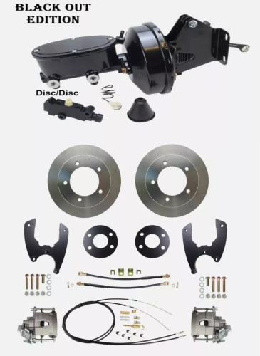 1974-86 Jeep CJ5 & CJ7 Rear Disc Brake Conversion Kit & Black Out Edition Power Brakes for Disc-Disc