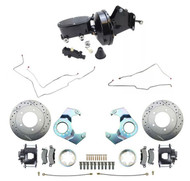 Black Out Pwr Front Disc Brake Conversion / Upgrade Kit for 1982-86 Jeep CJ7, w/ Front Lines