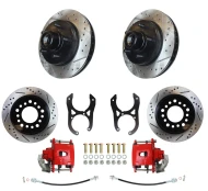 88-00 Chevy C1500 Front & Rear Disc Brake Conversion, Red PC Calipers