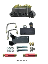 7/8" Bore Master Cylinder, Universal Corvette Style w/ 3/8-24" Ports Each Side, MC1322H-7/8, Including Bottom Mount Adjustable Proportioning Valve / Distribution Block & (2) 10lb Residual Check Valves