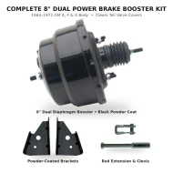 8" Dual Power Brake Booster Kit, Black | 1964–72 GM A F X Body