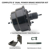8" Dual Diaphragm Power Brake Booster Kit: Black Powder Coat, 1958–1970 Chevy Impala and Full-Size B-Body
