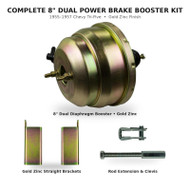 1955–57 Chevy Gold Zinc 8" Dual Power Brake Booster Kit | Tri-Five