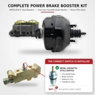 1968-82 Corvette Brake Booster Kit, Master, PV4 & 1974-77 Switch