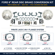 Ford 9" Rear Disc Brake Kit w/ Drilled & Slotted Rotors  No E-brake ( 1957-1970 Fairlane, 1964-1973 Mustang, 1958-1971 Thunderbird)