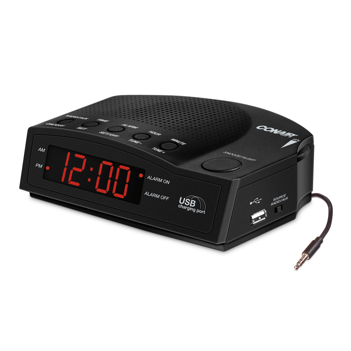 Conair WCR14 Hotel Alarm Clock Radio with USB Charging Port