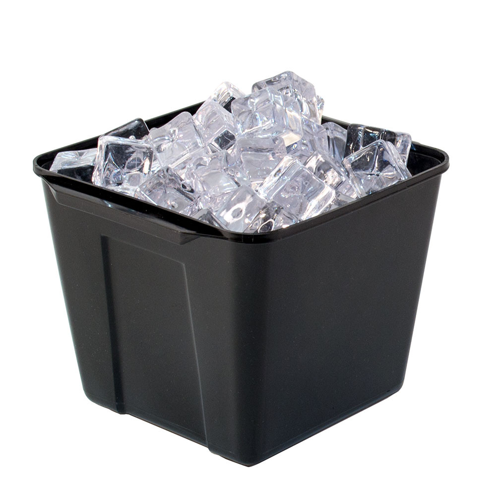 Square Hotel Ice Bucket with Handles 3 Qt. Black, No Lid, 36/Case