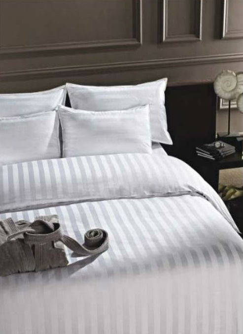 Satin Stripe Duvet Cover Queen 94 X99 Cotton Poly Case Of 12