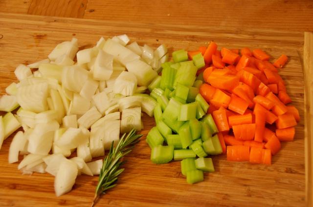 chopped onions carrots and celery