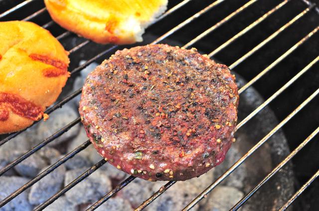 beef burger with a crispy crust