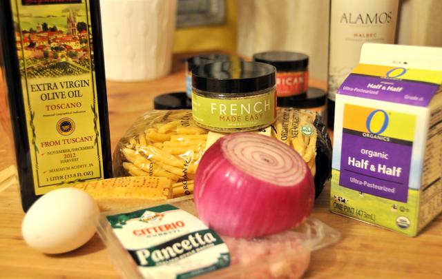 ingredients for carbonara with a french twist