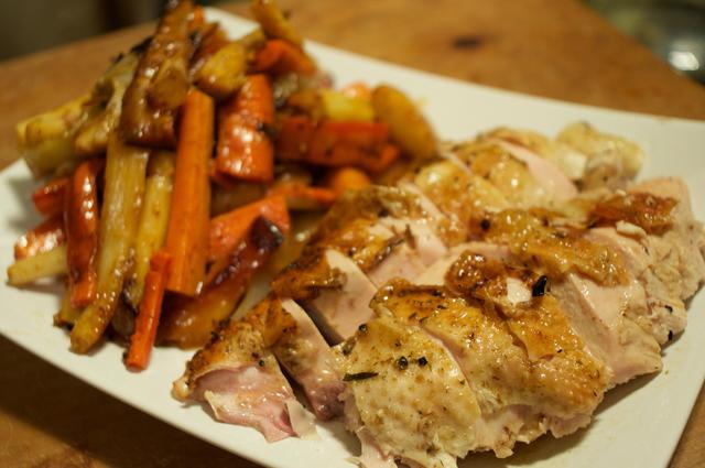 how to make roasted chicken with carrots & parships