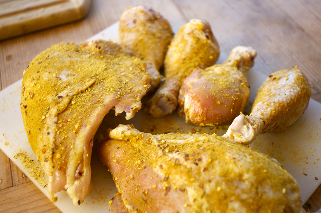 season chicken with all natural curry seasonings