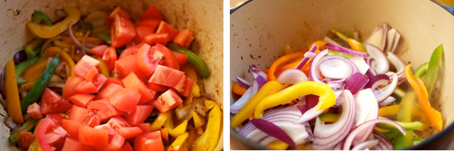 add chopped vegetables in dutch oven