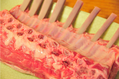 uncooked rack of lamb