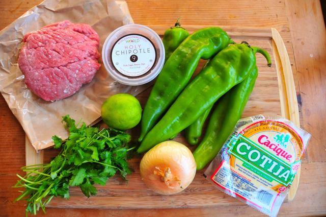 ingredients for stuffed hatch pepper