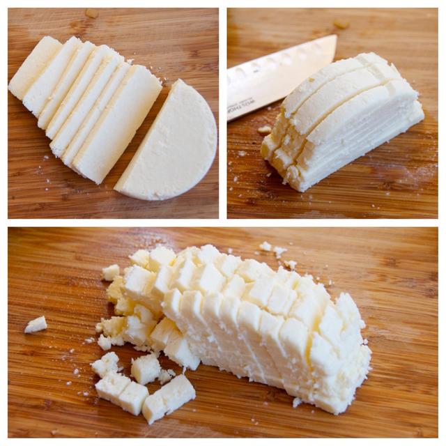 cut cotija cheese