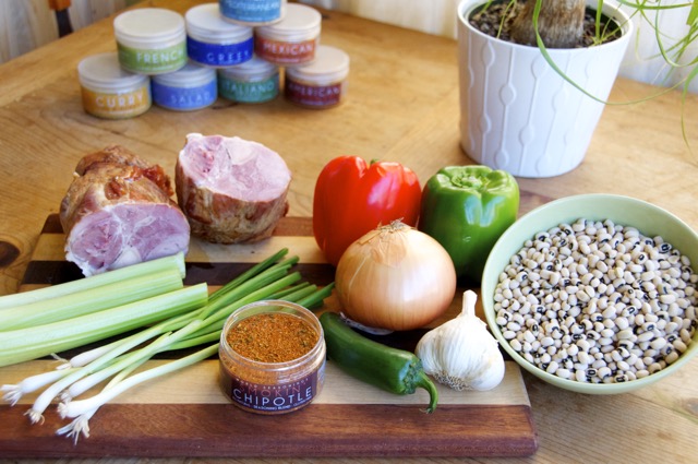 ingredients for hoppin john black eyed peas