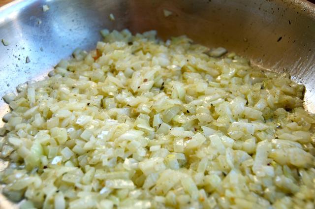 saute onions in pan