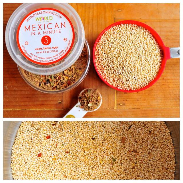 add mexican seasonings to toasted quinoa
