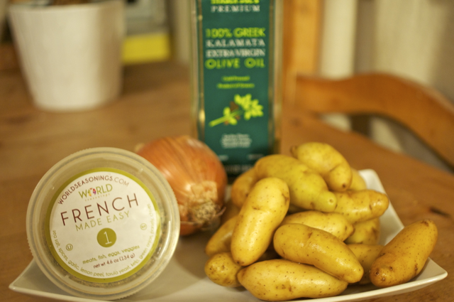 ingredients for roasted fingerling potatoes with all natural french seasonings