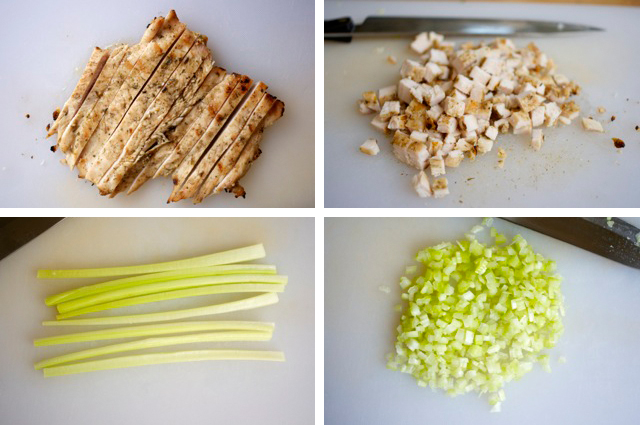 chopped chicken breast and celery