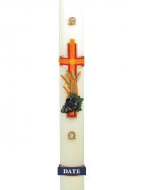 
Cross with Grapes & Wheat - 1 (Suitable for 2 1/2" - 3" Candles)
CODE: WR01T
This design can be ordered with a 2 1/2"  or above diameter paschal candle.

Price:£29.95