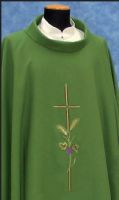 Chasuble .Cross Wheat and Grapes design in Wool and Primavera Available in 4 liturgical colours