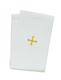 Lavabo Towel Altar Linen 12" x 20" with Gold Cross