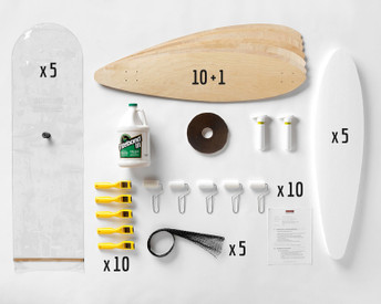 This Multi-Pack provides enough material for a group of 10 students to all build Pintail longboards