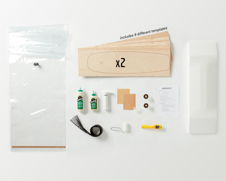 This kit is designed for teachers as it includes a mini-curriculum plus everything to make 1 of 9 possible 7-layer skateboards.