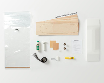 This kit is designed for teachers as it includes a mini-curriculum plus everything to make 1 of 9 possible 7-layer skateboards.