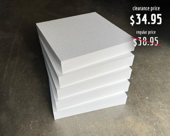 Each foam slab is approximately 2" thick, 12" long, and 12" wide.